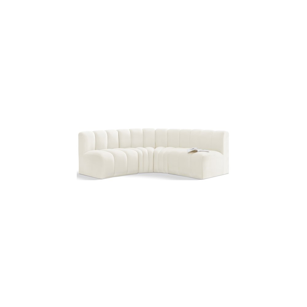 Arc Cream Velvet Modular Sofa. Picture 1