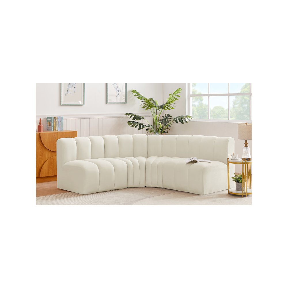 Arc Cream Velvet Modular Sofa. Picture 2
