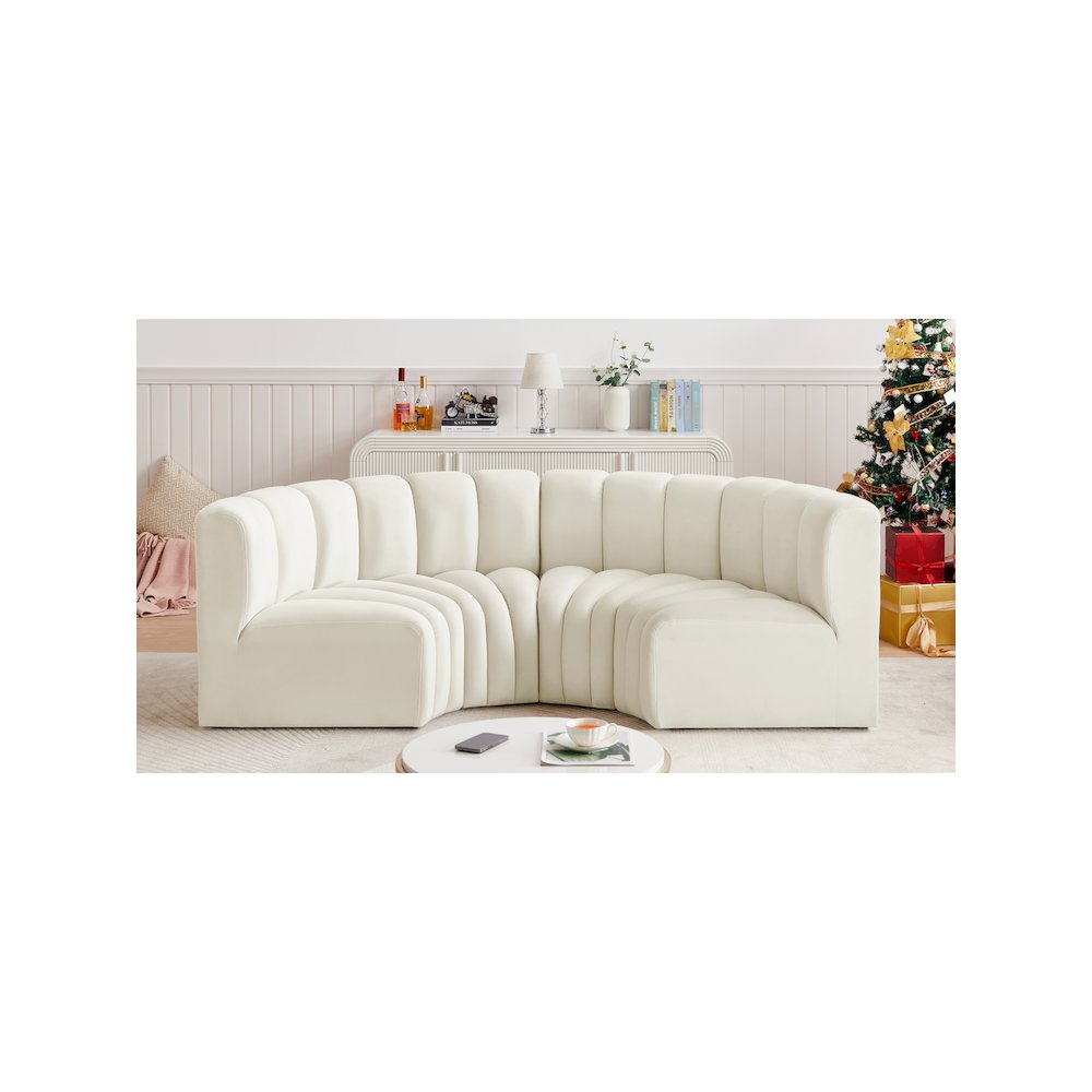Arc Cream Velvet Modular Sofa. Picture 2