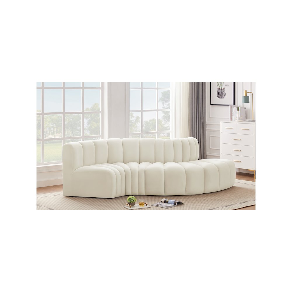 Arc Cream Velvet Modular Sofa. Picture 2