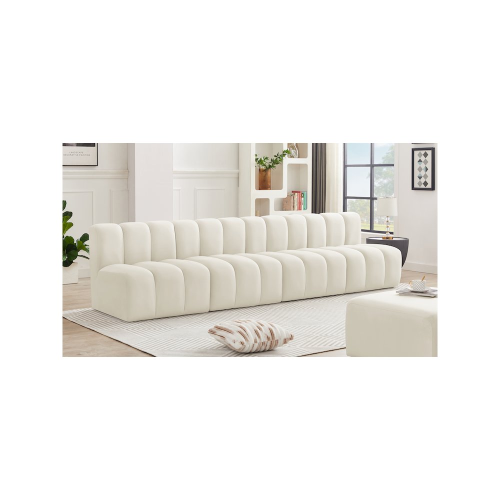 Arc Cream Velvet Modular Sofa. Picture 2