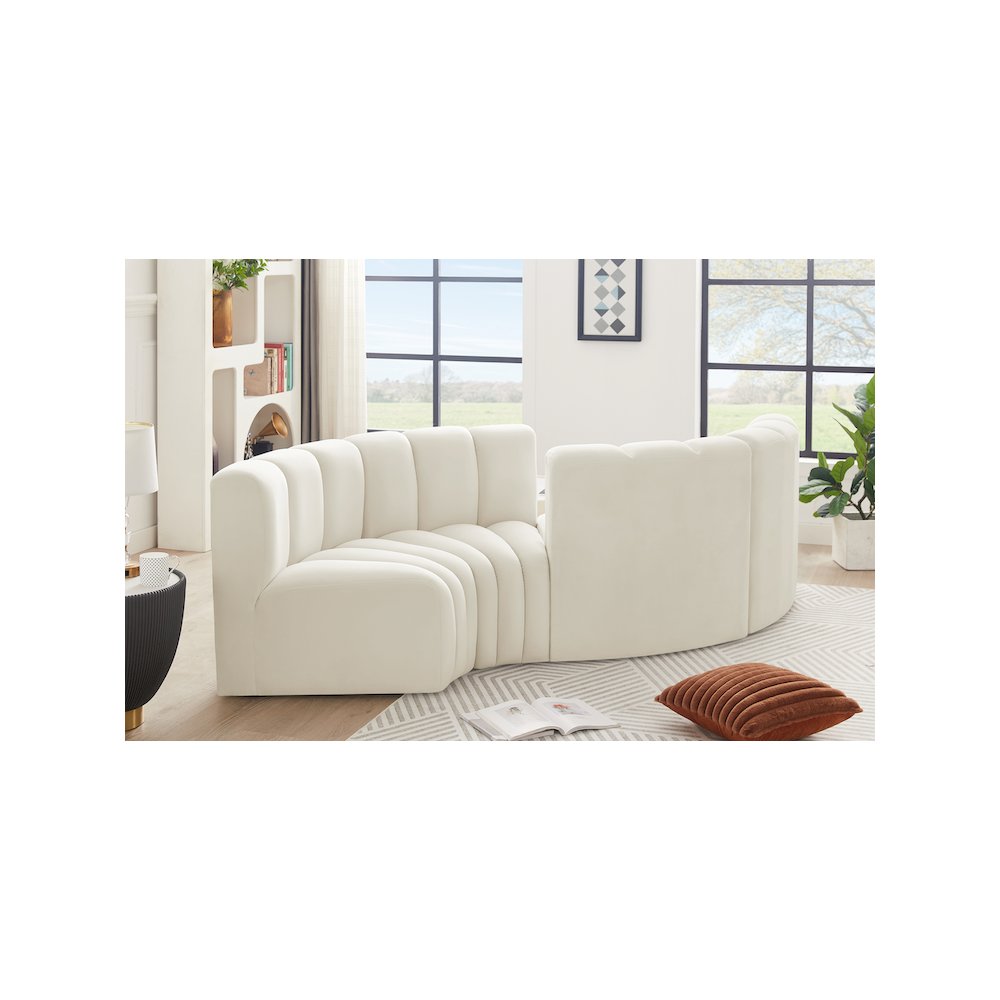Arc Cream Velvet Modular Sofa. Picture 2
