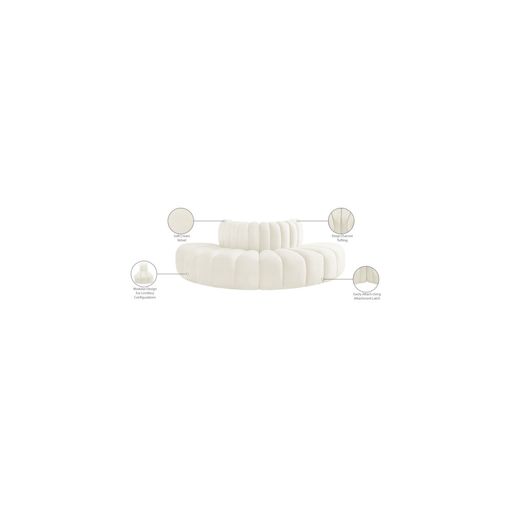 Arc Cream Velvet Modular Sofa. Picture 9