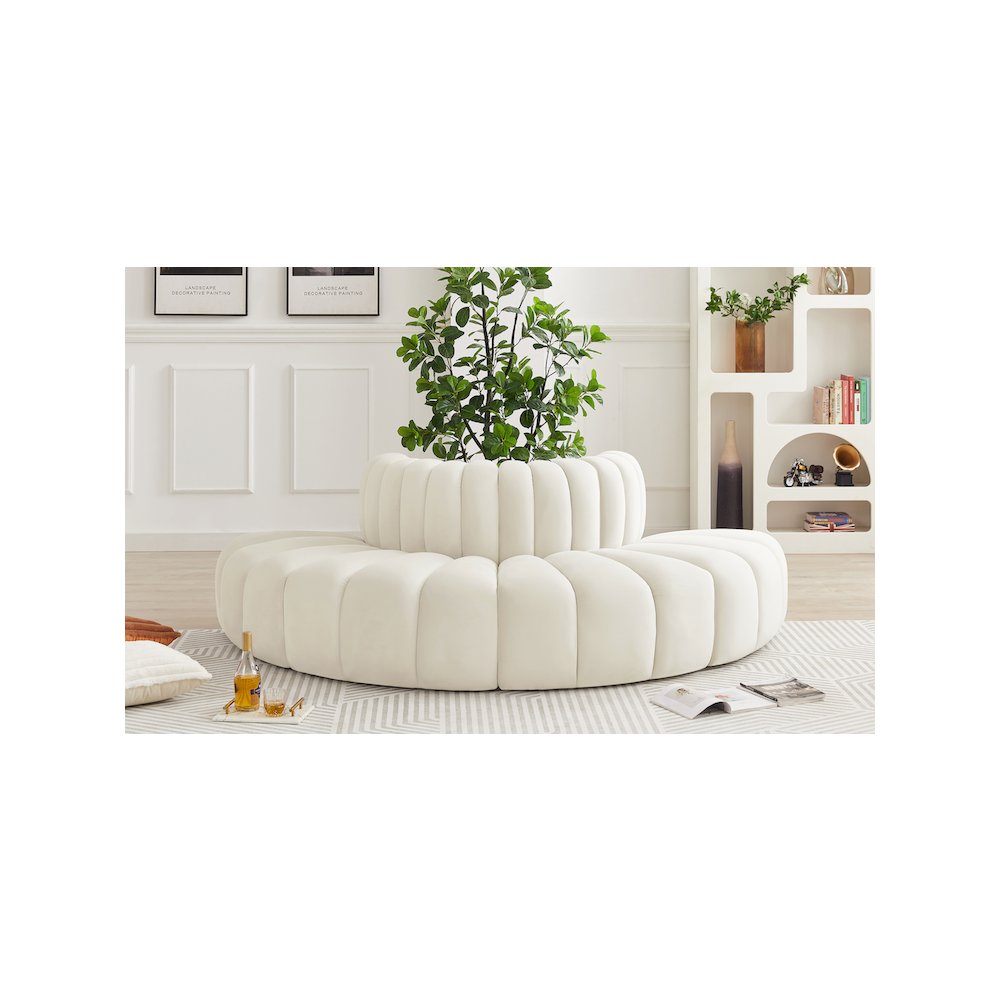 Arc Cream Velvet Modular Sofa. Picture 2