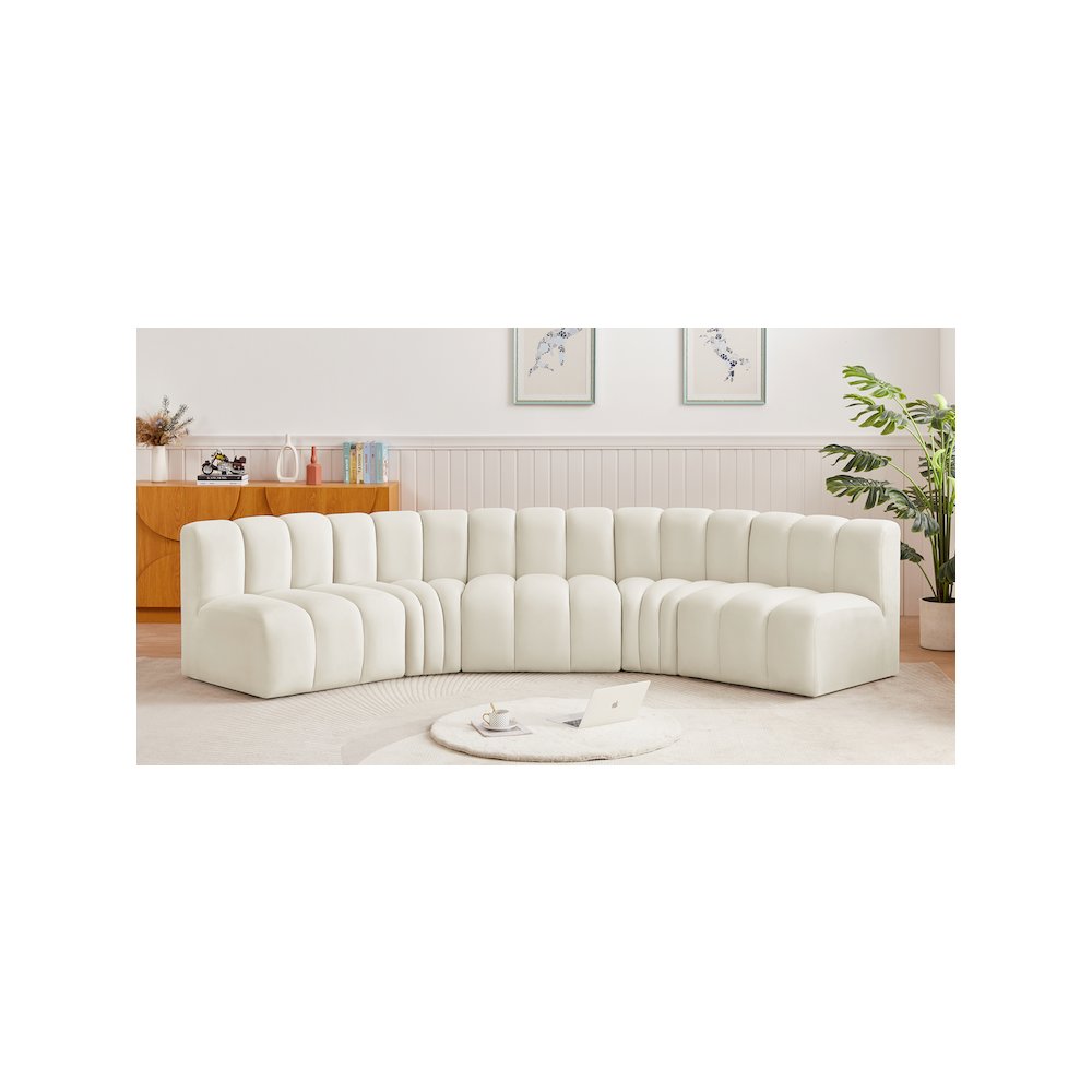 Arc Cream Velvet Modular Sofa. Picture 2