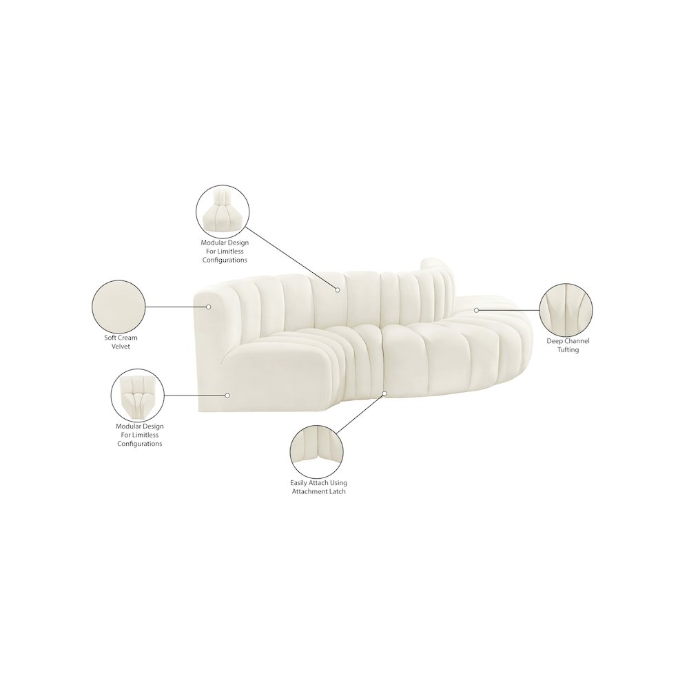 Arc Cream Velvet Modular Sofa. Picture 11