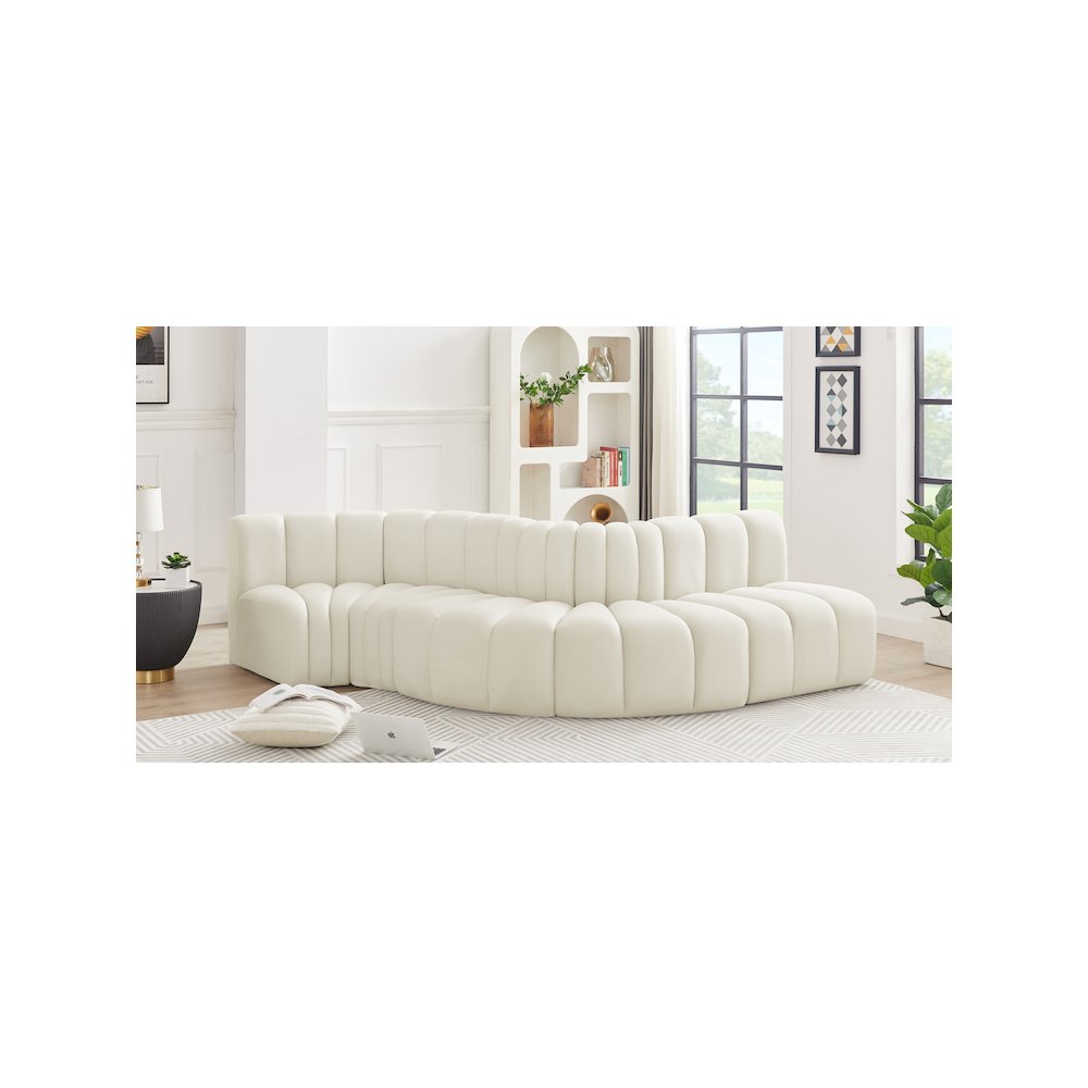 Arc Cream Velvet Modular Sofa. Picture 2