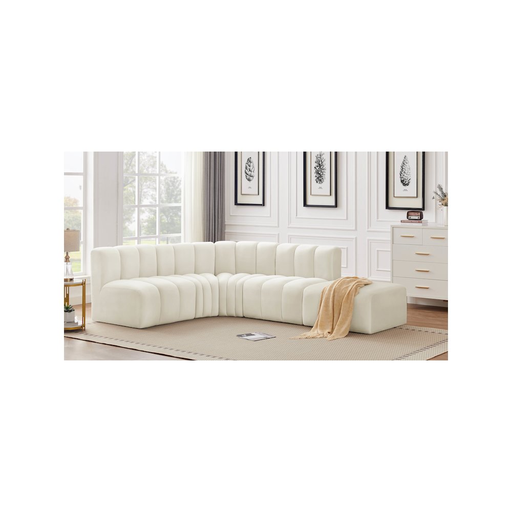 Arc Cream Velvet Modular Sofa. Picture 2