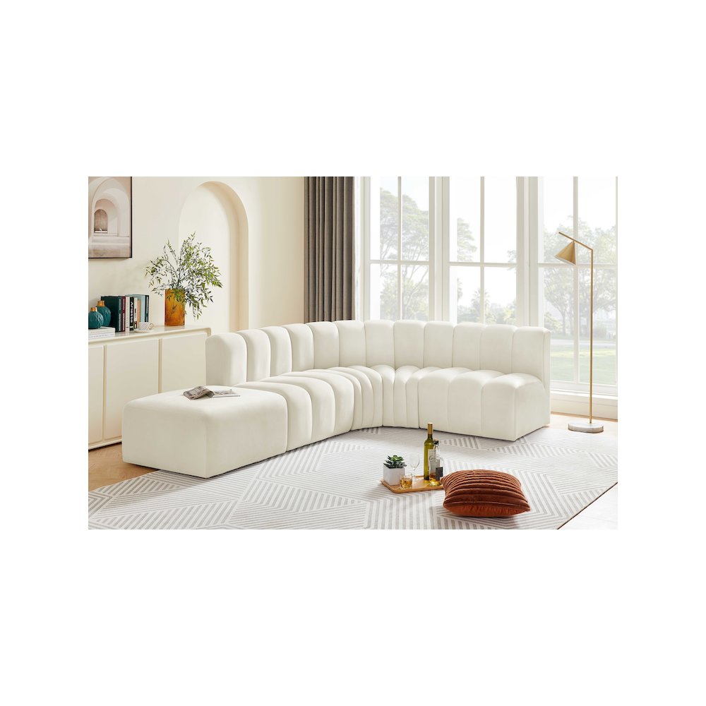 Arc Cream Velvet Modular Sofa. Picture 3