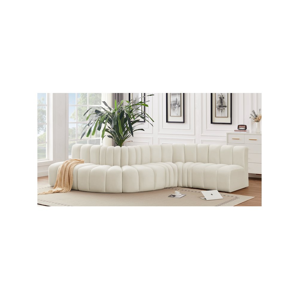 Arc Cream Velvet Modular Sofa. Picture 2