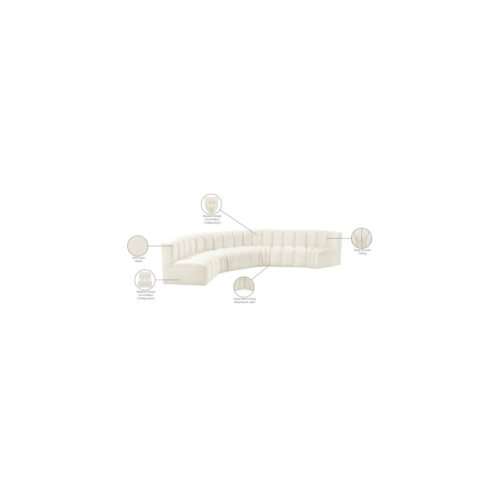 Arc Cream Velvet Modular Sofa. Picture 13