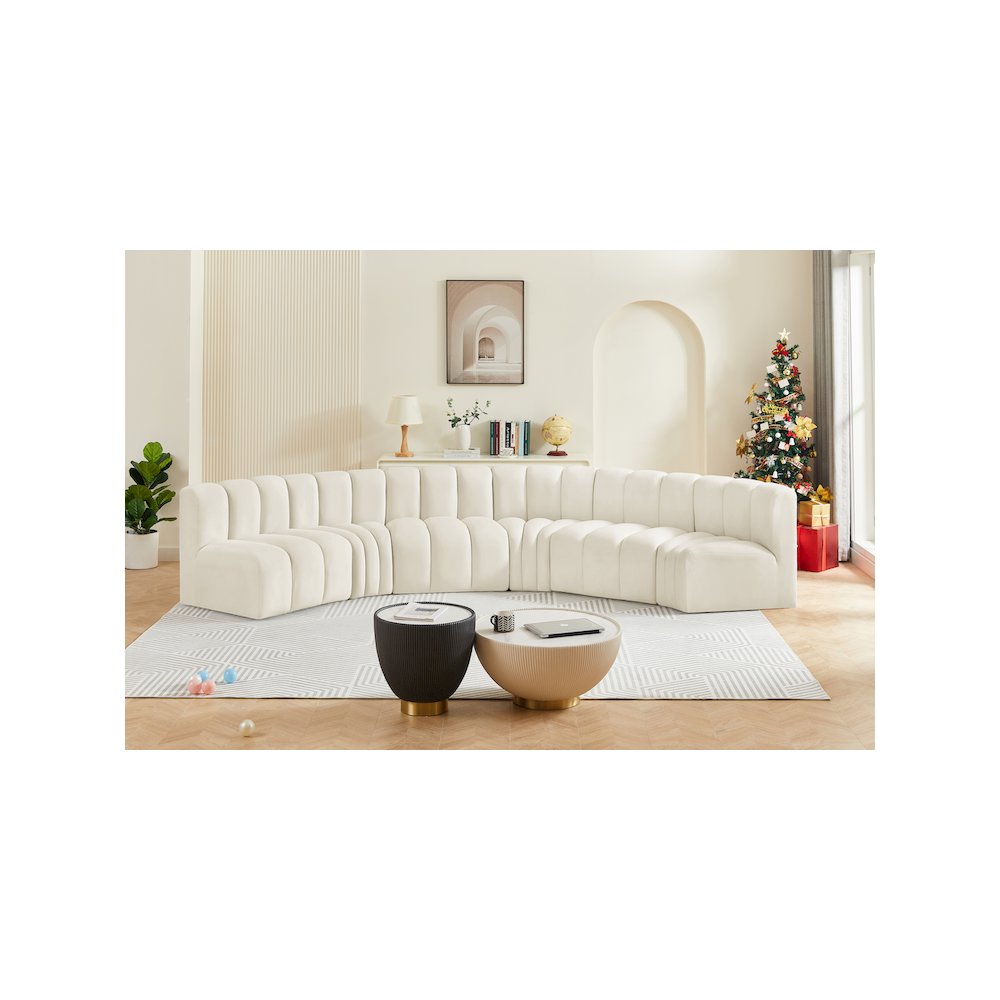 Arc Cream Velvet Modular Sofa. Picture 2
