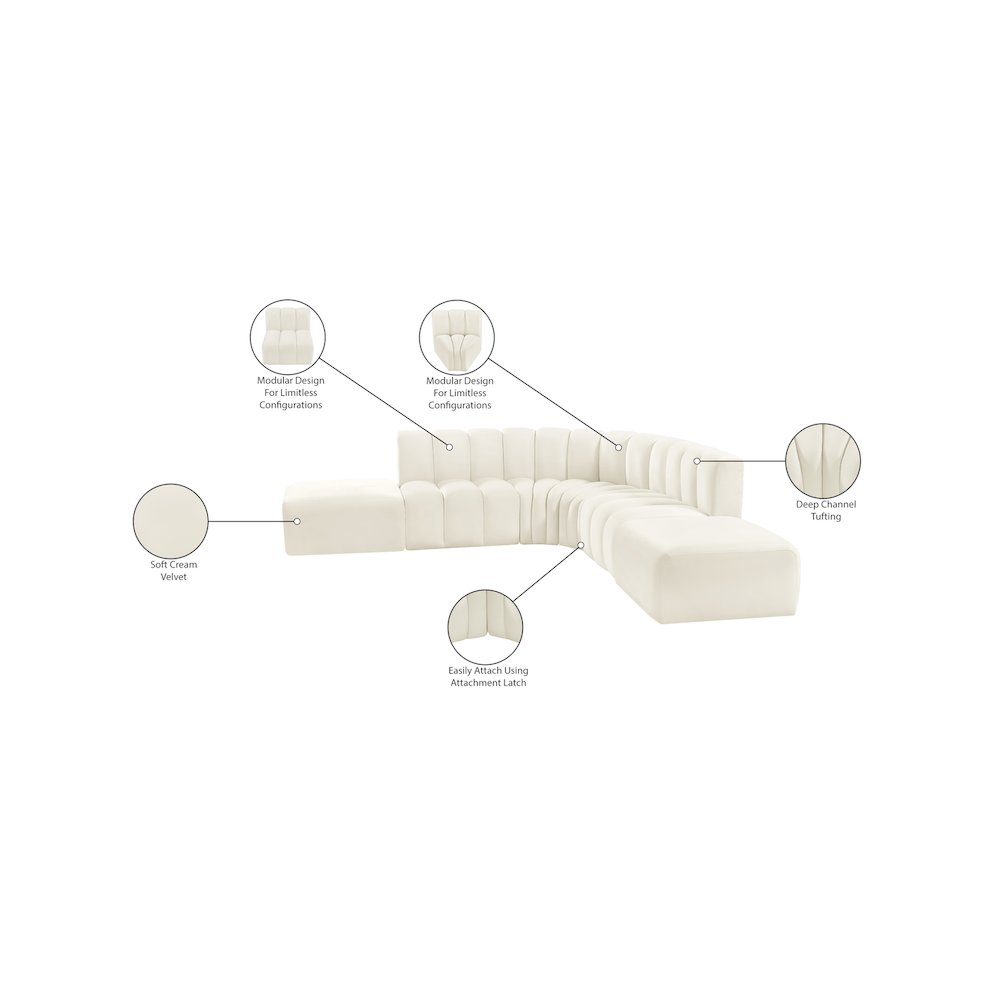Arc Cream Velvet Modular Sofa. Picture 14