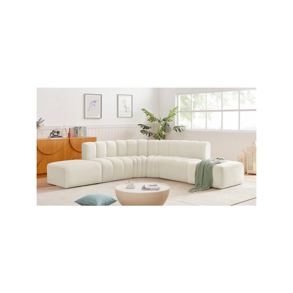 Arc Cream Velvet Modular Sofa. Picture 2
