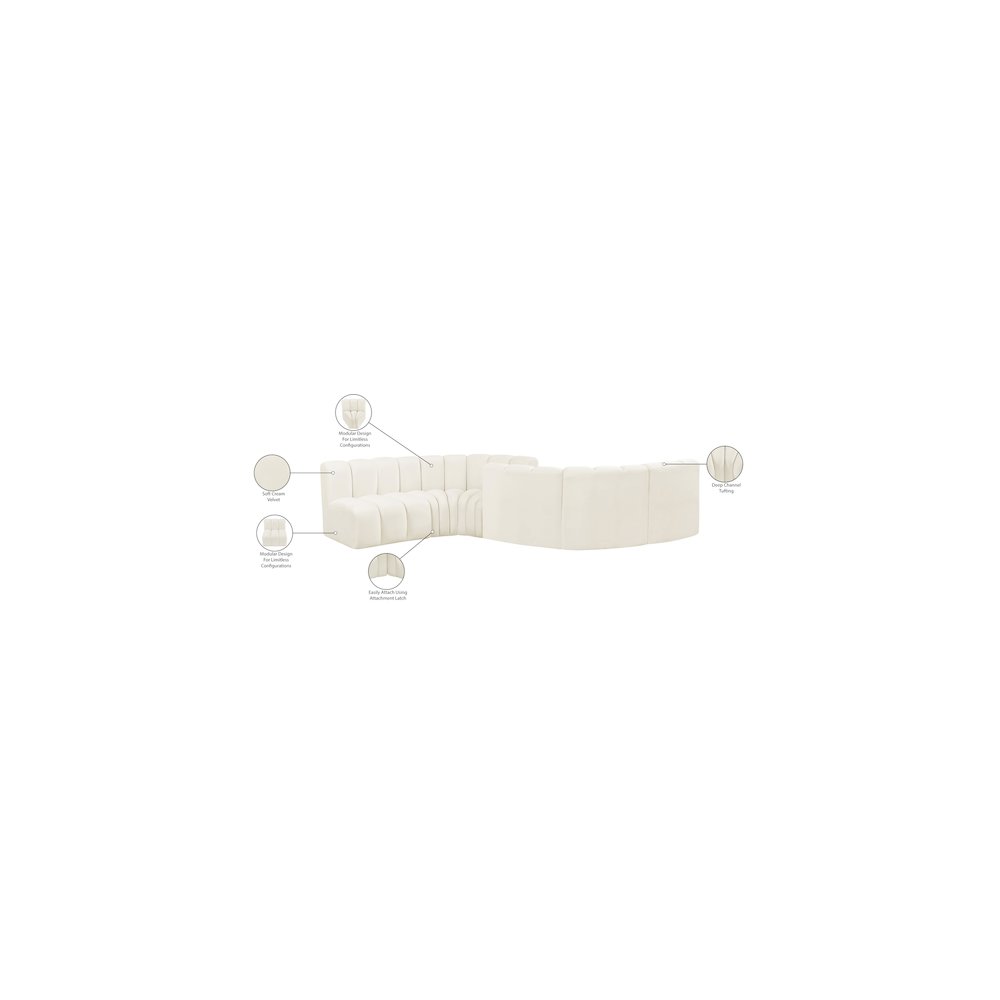 Arc Cream Velvet Modular Sofa. Picture 11
