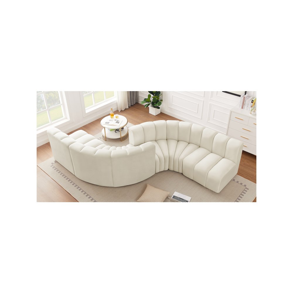 Arc Cream Velvet Modular Sofa. Picture 2