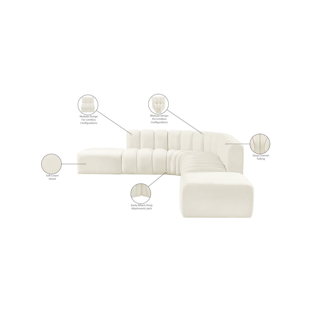 Arc Cream Velvet Modular Sofa. Picture 14
