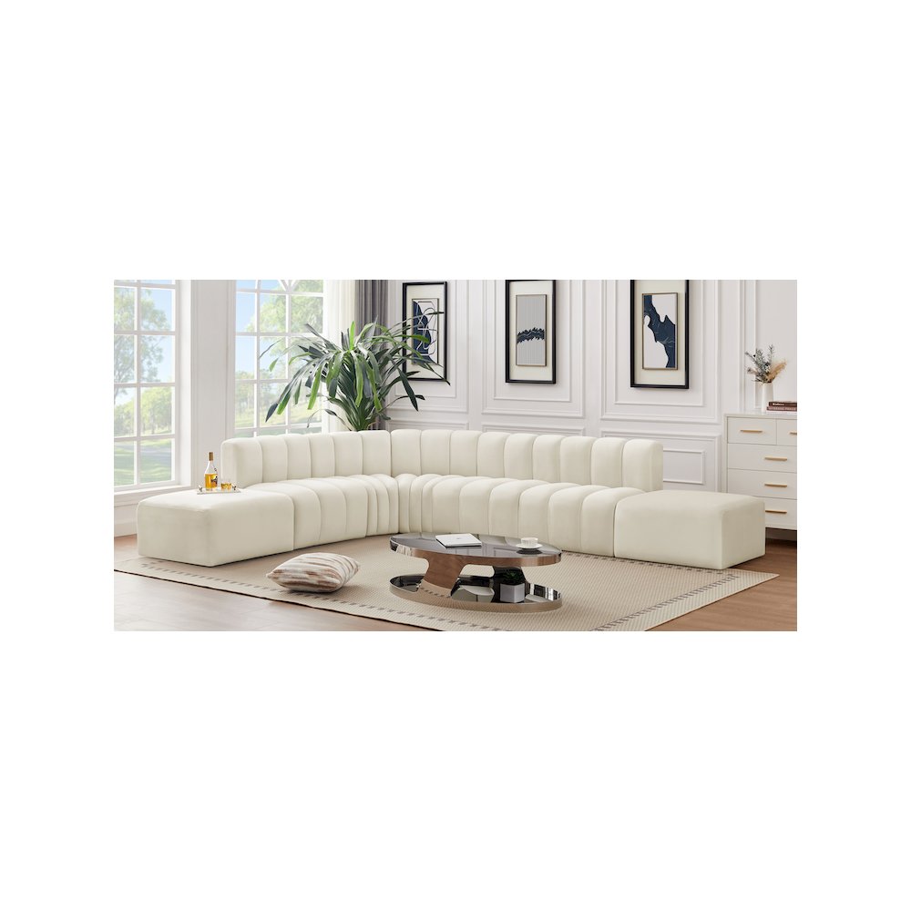 Arc Cream Velvet Modular Sofa. Picture 2