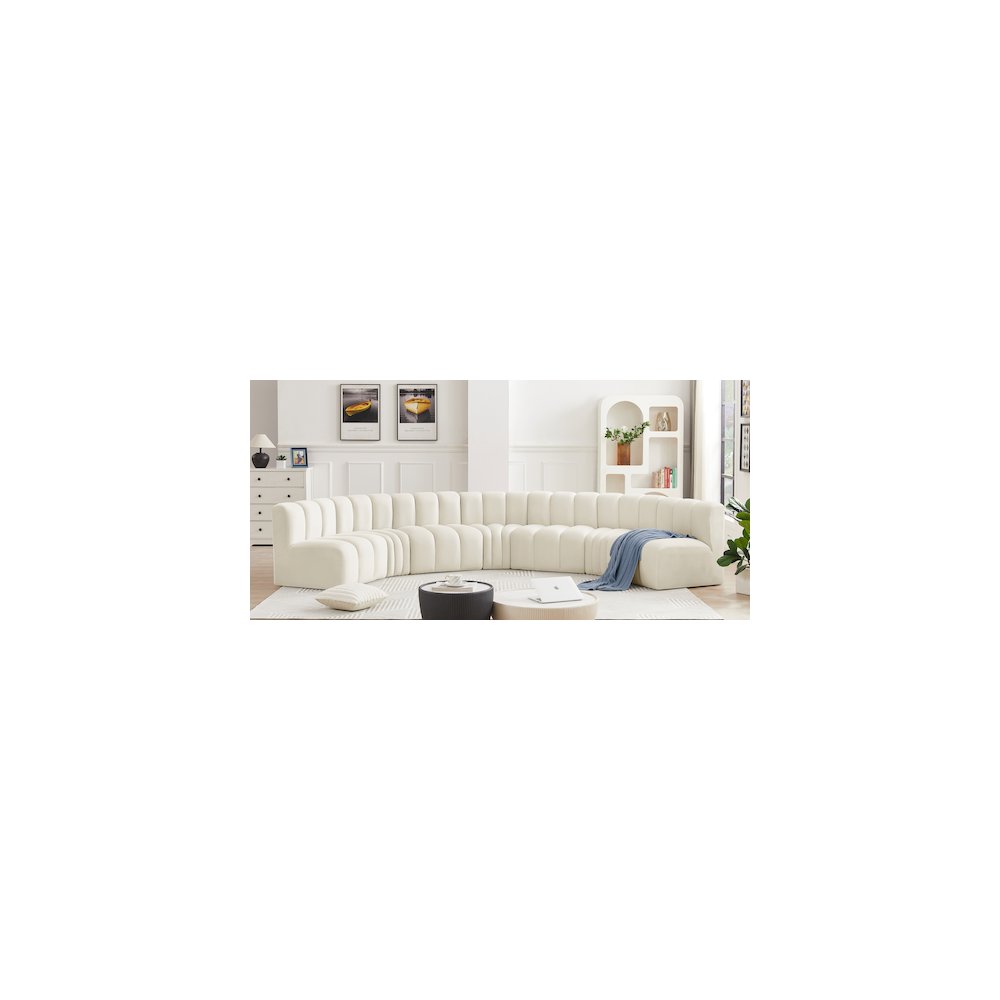 Arc Cream Velvet Modular Sofa. Picture 2