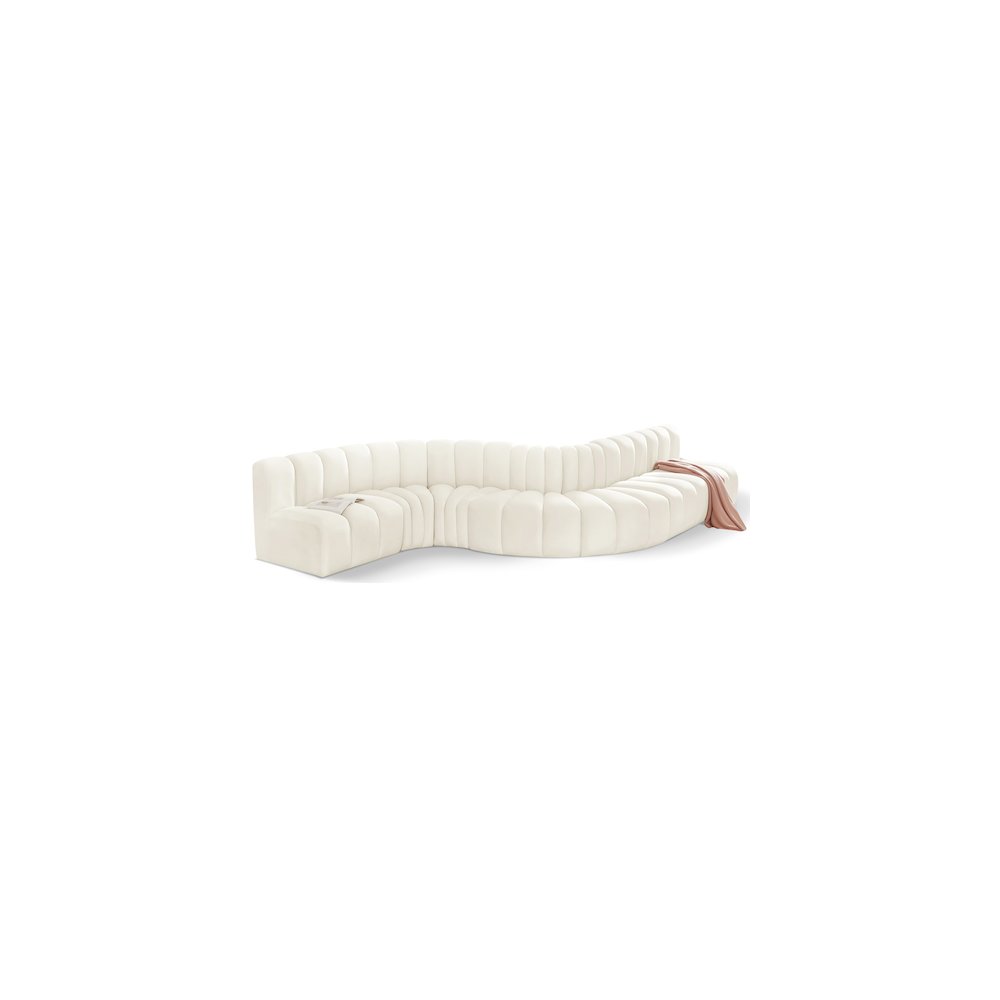 Arc Cream Velvet Modular Sofa. Picture 1