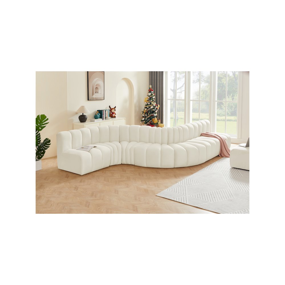 Arc Cream Velvet Modular Sofa. Picture 2