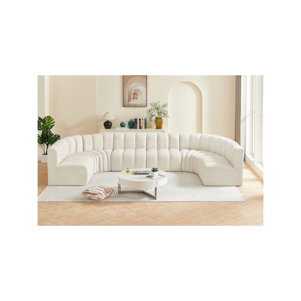 Arc Cream Velvet Modular Sofa. Picture 2