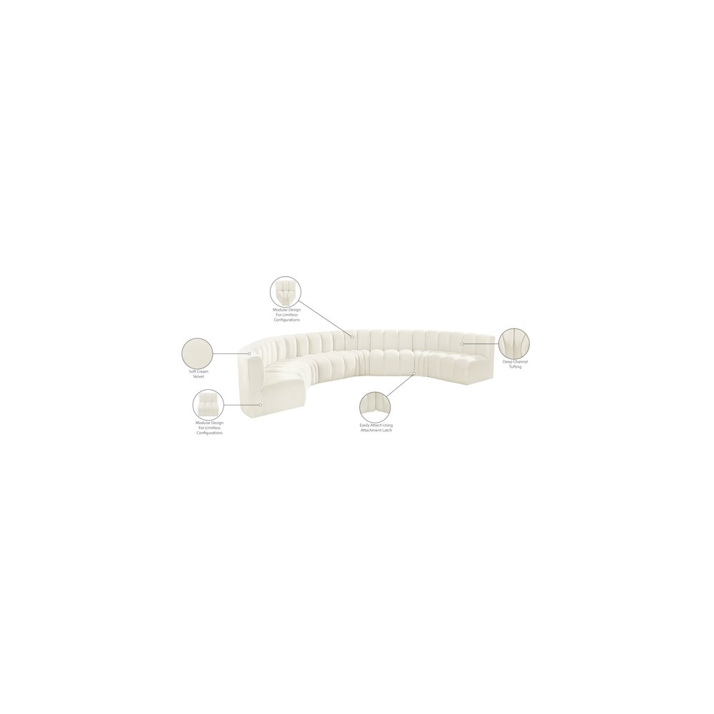 Arc Cream Velvet Modular Sofa. Picture 15