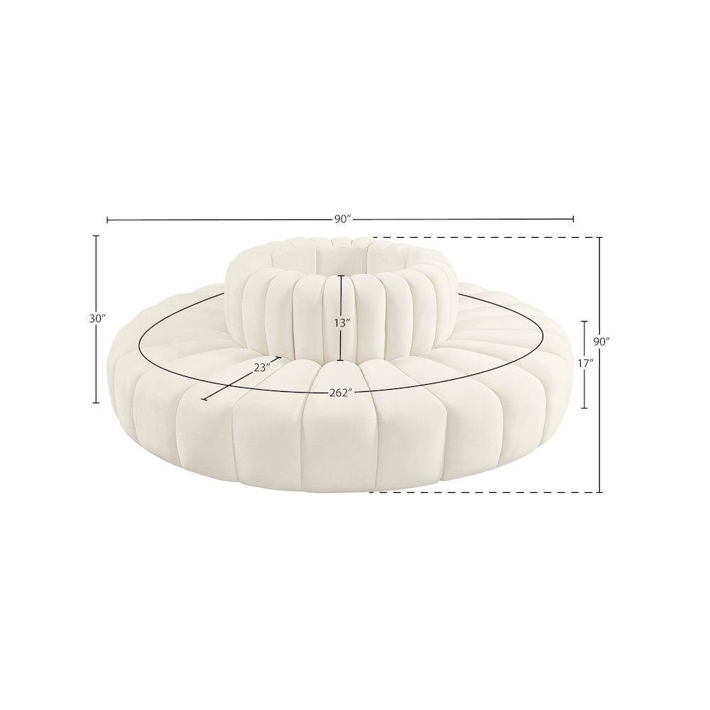 Arc Cream Velvet Modular Sofa. Picture 6