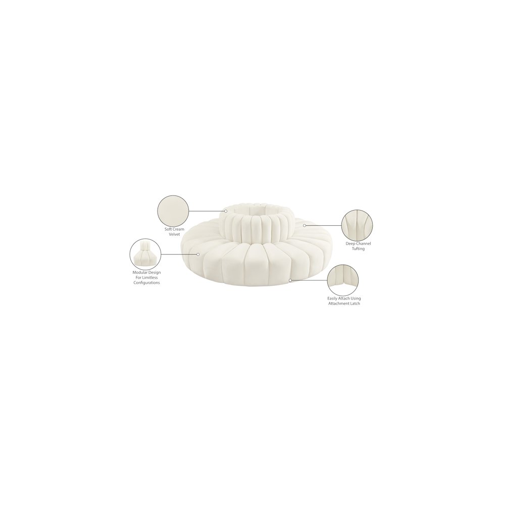 Arc Cream Velvet Modular Sofa. Picture 7