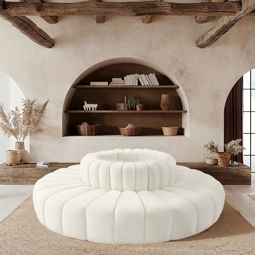 Arc Cream Velvet Modular Sofa. Picture 2