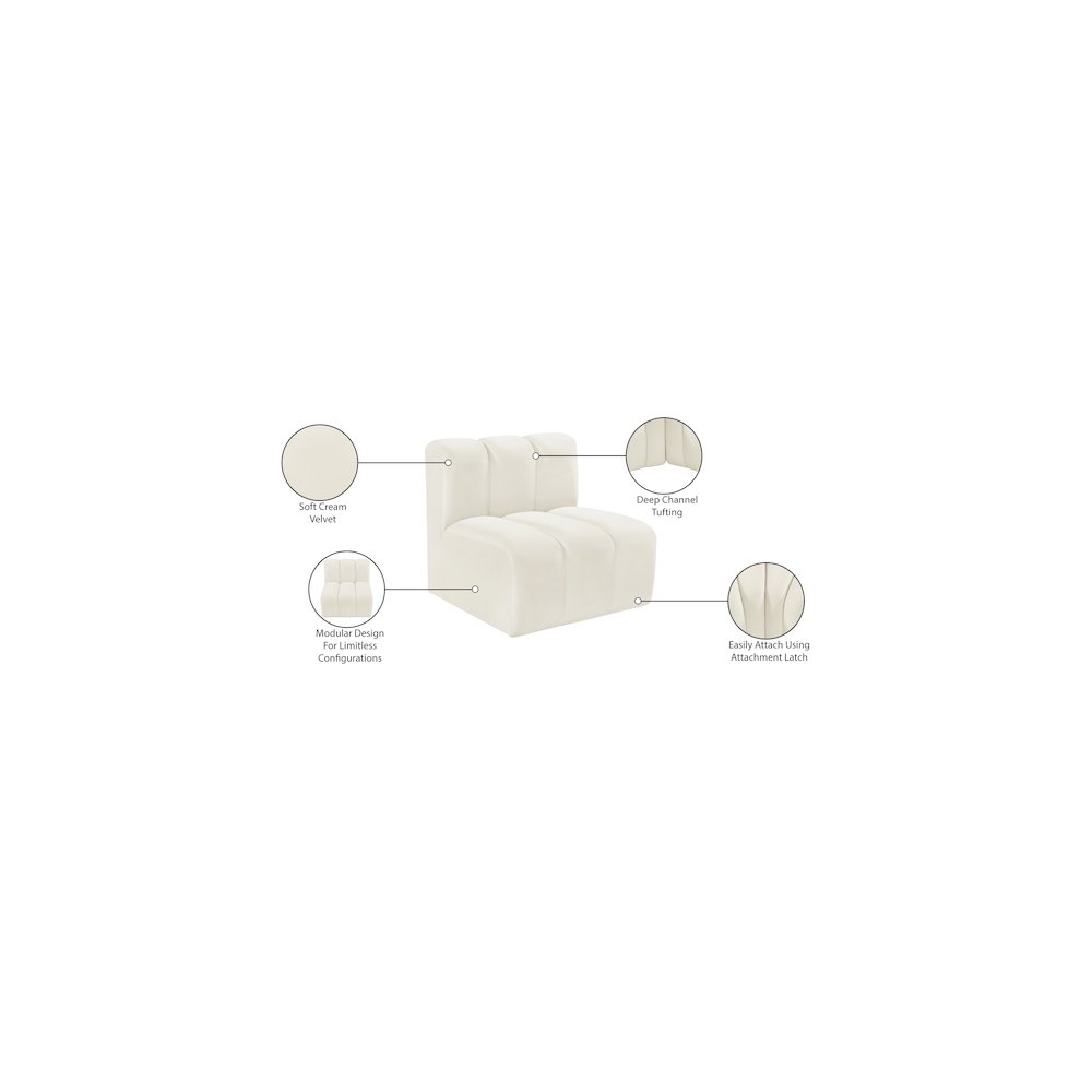 Arc Cream Velvet Straight Chair. Picture 8