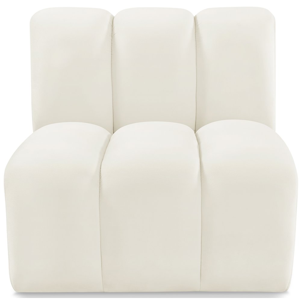 Arc Cream Velvet Straight Chair. Picture 1
