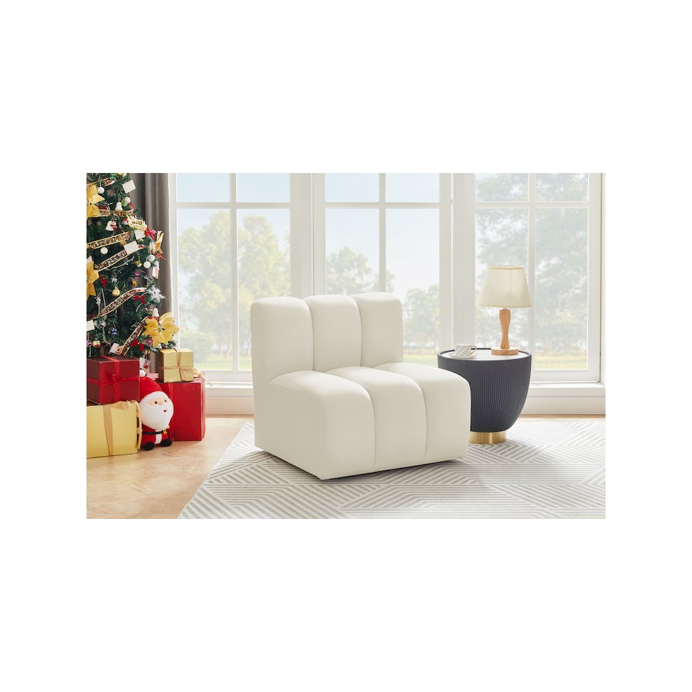 Arc Cream Velvet Straight Chair. Picture 2