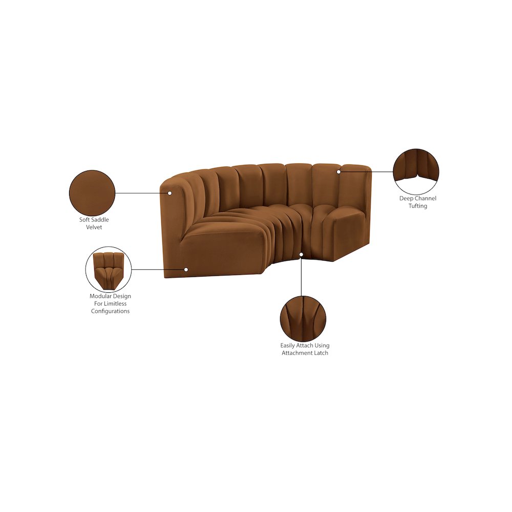 Arc Saddle Velvet Modular Sofa. Picture 9