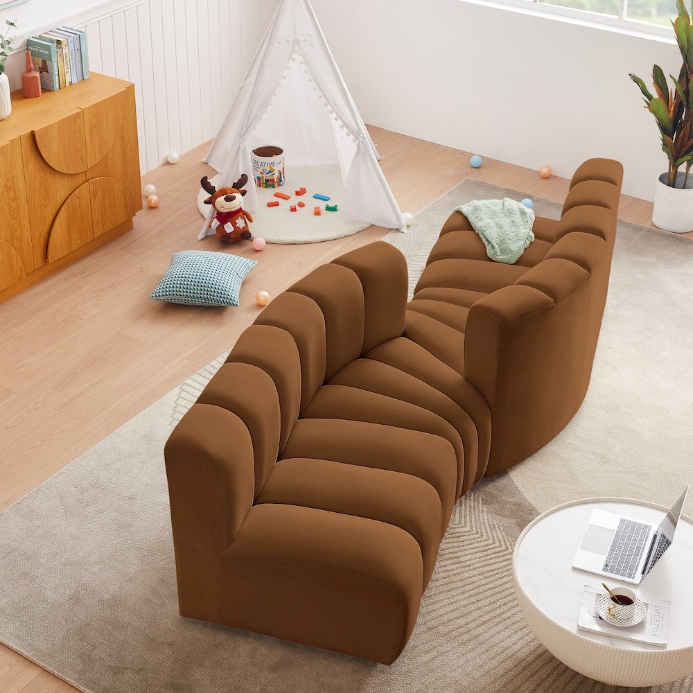 Arc Saddle Velvet Modular Sofa. Picture 2
