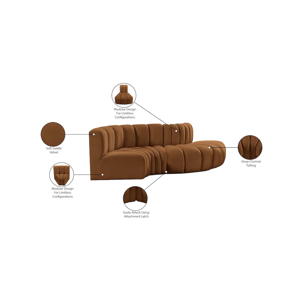 Arc Saddle Velvet Modular Sofa. Picture 11