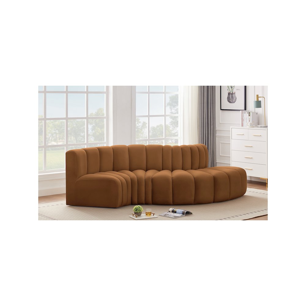 Arc Saddle Velvet Modular Sofa. Picture 2