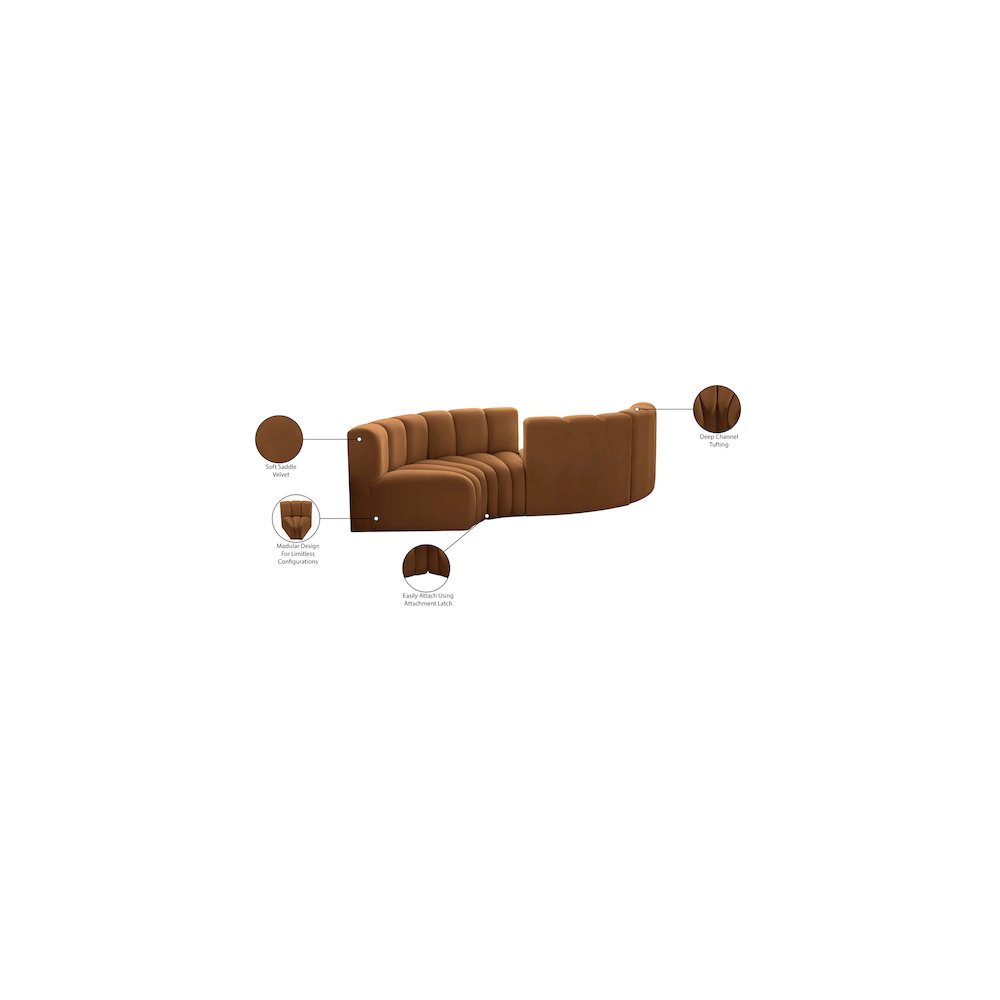 Arc Saddle Velvet Modular Sofa. Picture 8