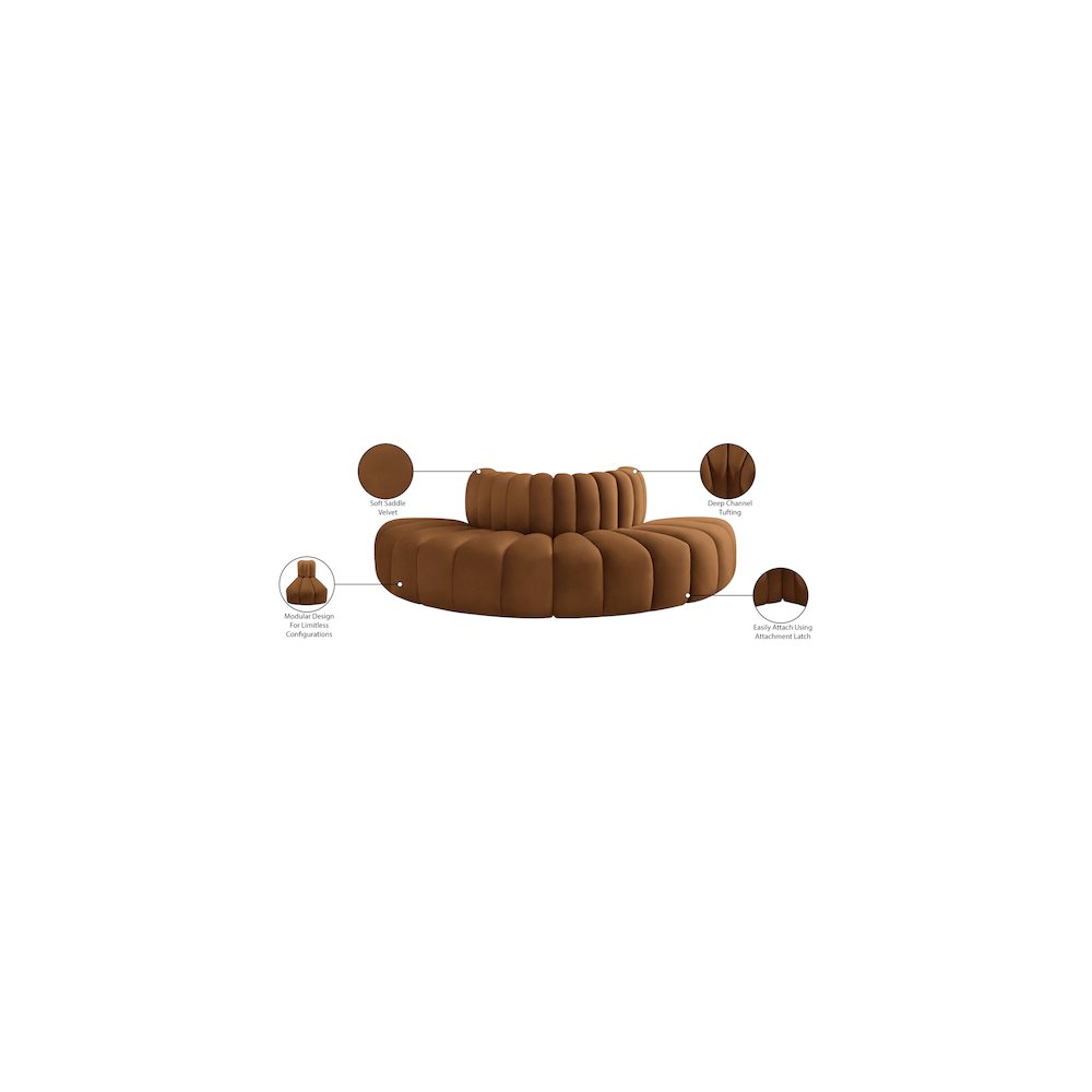 Arc Saddle Velvet Modular Sofa. Picture 9