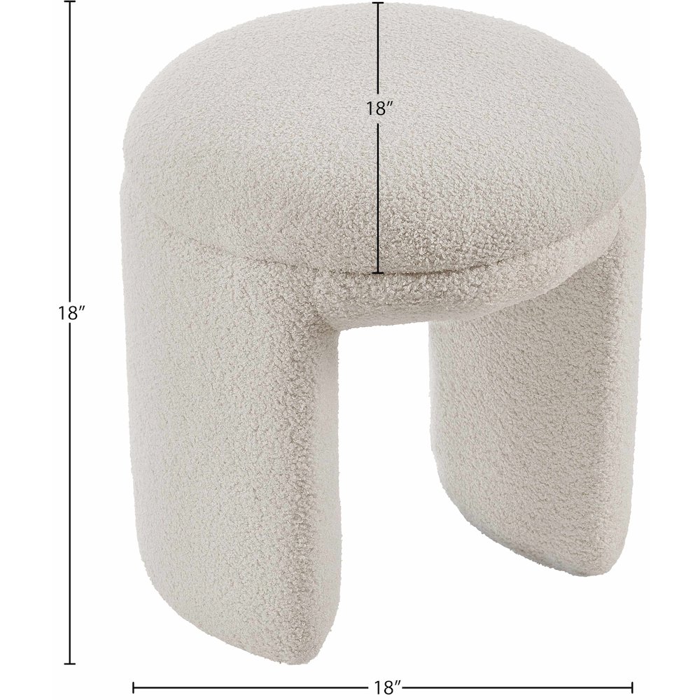 Bowen Beige Faux Shearling Teddy Fabric Ottoman/Stool. Picture 4