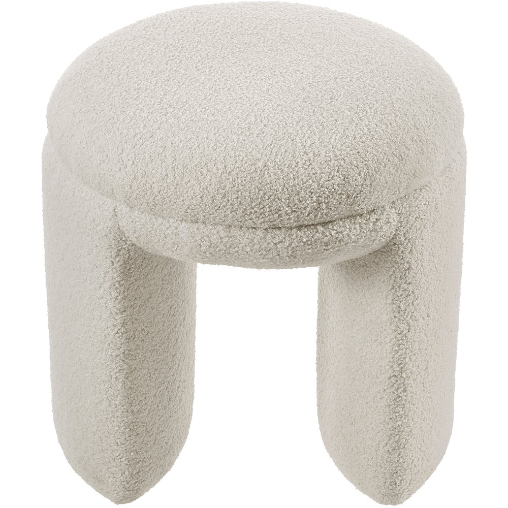 Bowen Beige Faux Shearling Teddy Fabric Ottoman/Stool. Picture 3