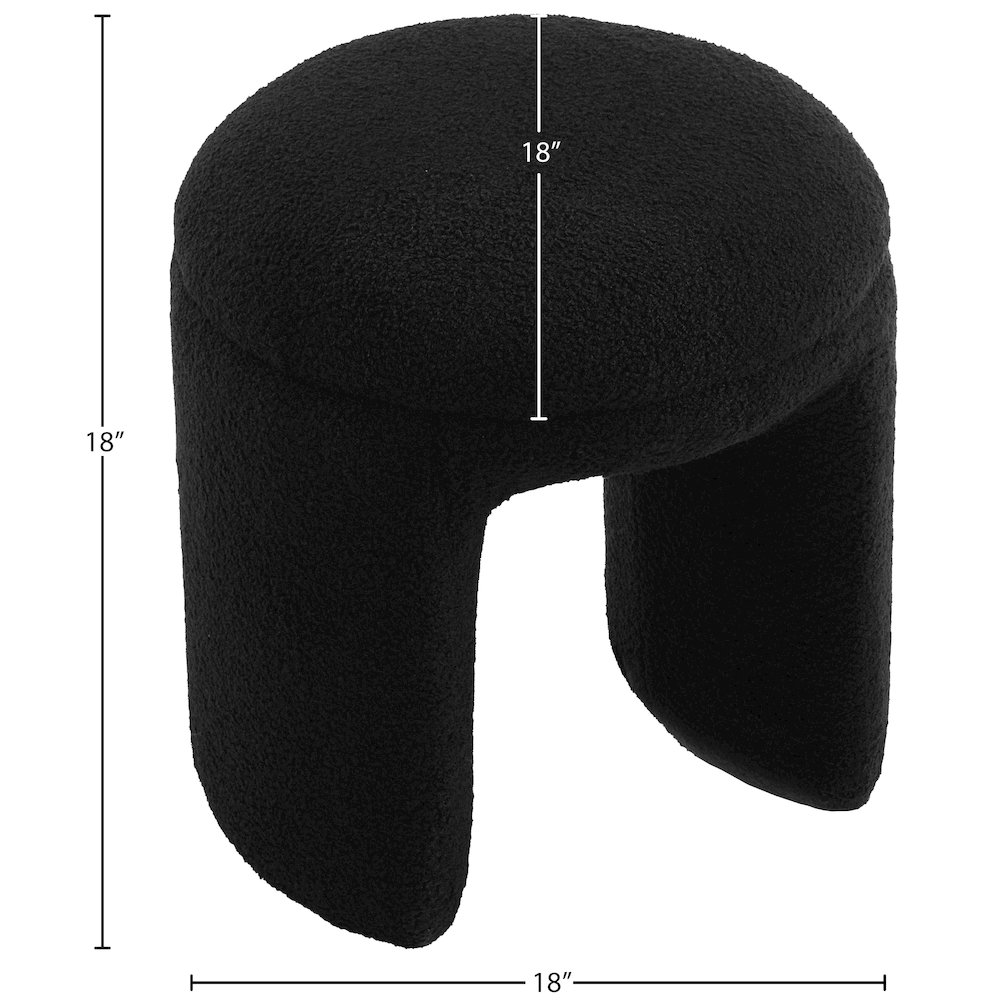 Bowen Black Faux Shearling Teddy Fabric Ottoman/Stool. Picture 4