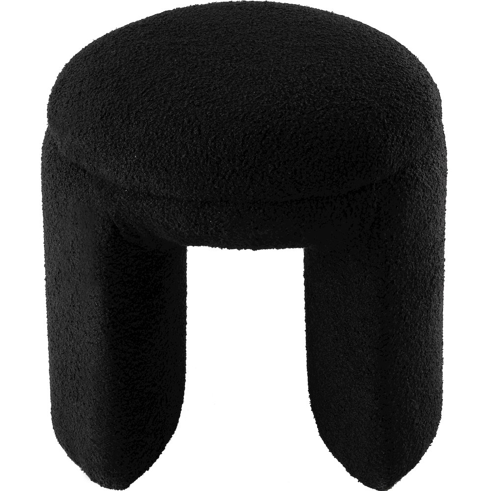 Bowen Black Faux Shearling Teddy Fabric Ottoman/Stool. Picture 3