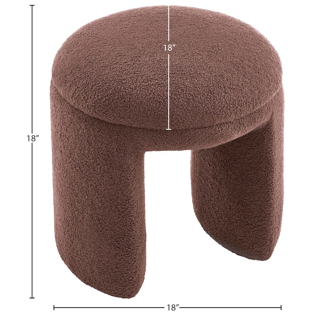 Bowen Brown Faux Shearling Teddy Fabric Ottoman/Stool. Picture 4