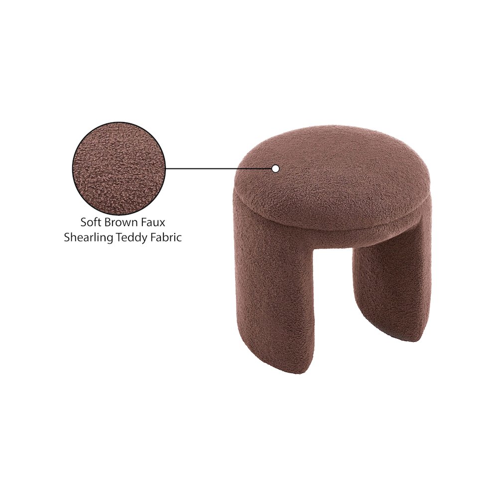 Bowen Brown Faux Shearling Teddy Fabric Ottoman/Stool. Picture 5