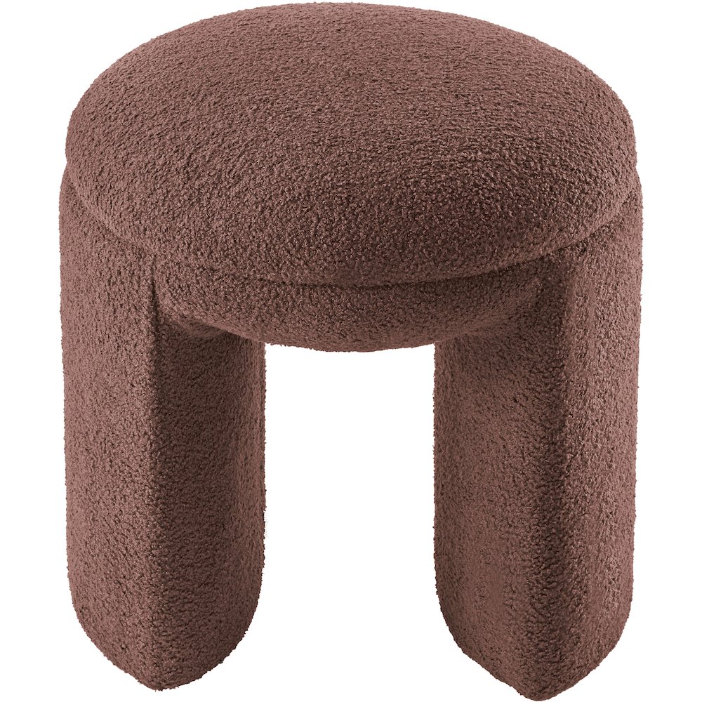 Bowen Brown Faux Shearling Teddy Fabric Ottoman/Stool. Picture 3