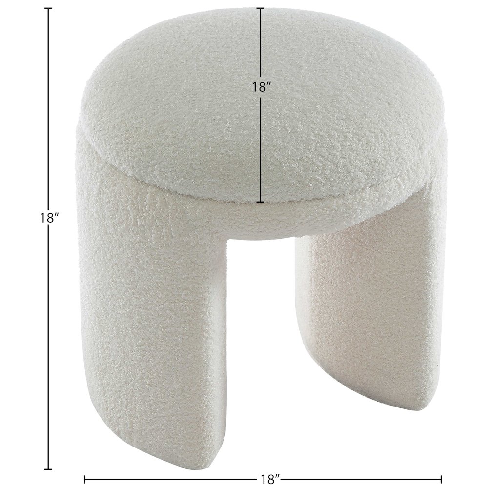 Bowen Cream Faux Shearling Teddy Fabric Ottoman/Stool. Picture 4