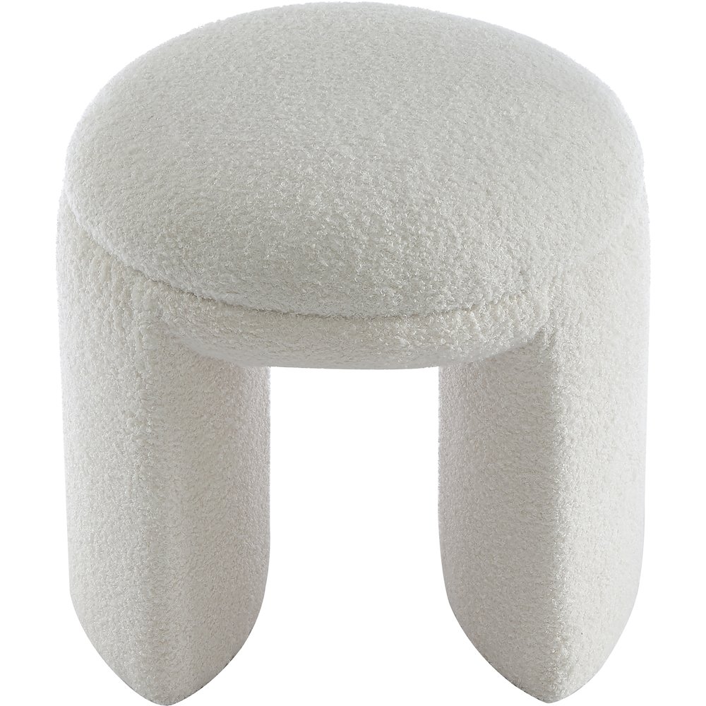 Bowen Cream Faux Shearling Teddy Fabric Ottoman/Stool. Picture 3