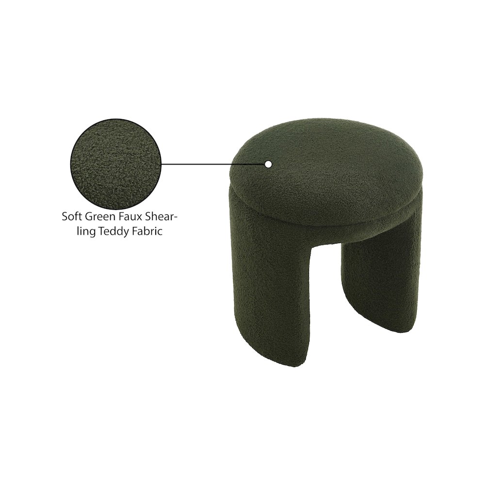 Bowen Green Faux Shearling Teddy Fabric Ottoman/Stool. Picture 5
