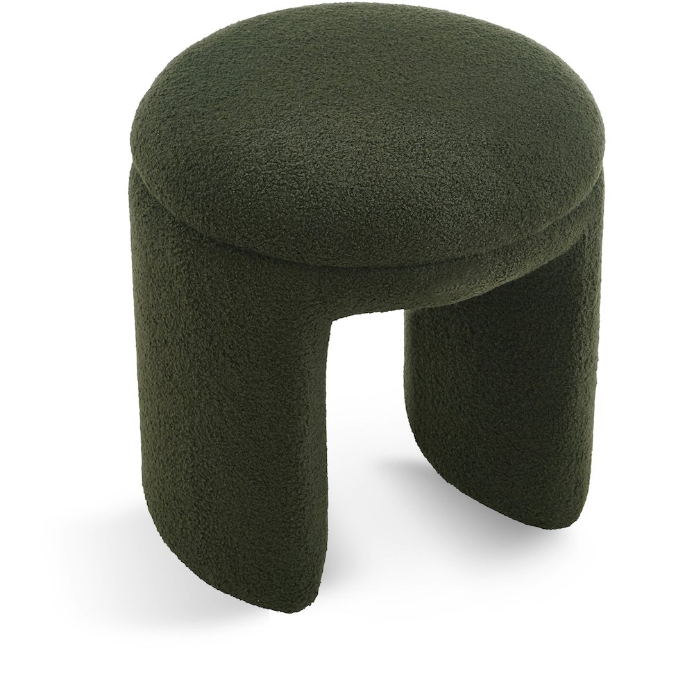 Bowen Green Faux Shearling Teddy Fabric Ottoman/Stool. Picture 1
